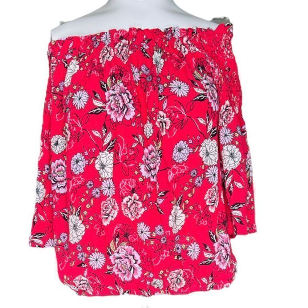 SO size medium off shoulder floral top with wide sleeves
